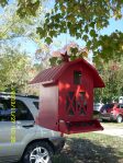 Red barn bird feeder