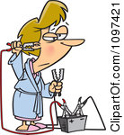 Exhausted woman with battery charger