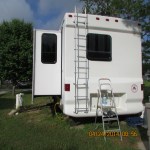 Ladder by kitchen window