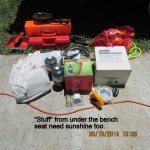 Under-the=bench-seat stuff in the sunshine