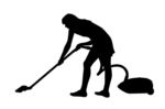 Vacuum cleaner with woman