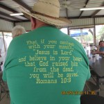 Sam's back, green T-shirt