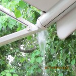 Rain pouring off awning