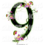 Nine in black with flowers