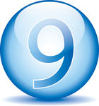 Nine in blue with blue round background