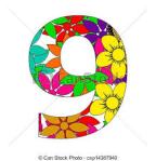 Nine with flowers