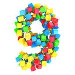 Nine with various color cubes