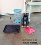 Three empty feeders
