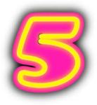 Number Five with pink and yellow