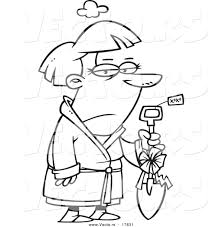 Woman with shovel cartoon