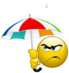 Smiley face angry with umbrella