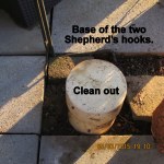 Clean out and base of two Shepherd's hooks