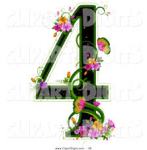 Number Four with flowers