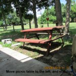 Picnic table before relocation