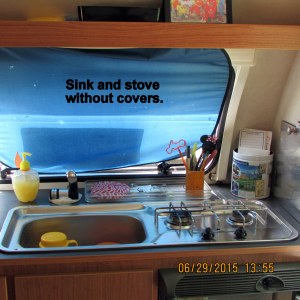 Sink and stove uncovered