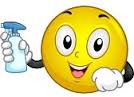 Smiley face with spray bottle