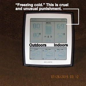 Freezing indoors at three-thirty