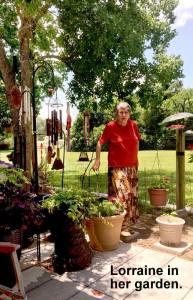 Lorraine in her garden