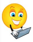Smiley face female with laptop computer