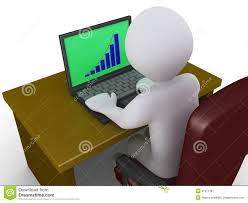 Figure at laptop computer on a table