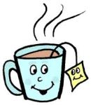 Happy face coffee cup with tea bag