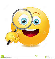 Smiley face with magnifying glass