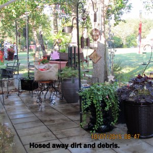 Hosed away dirt and debris