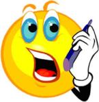 Smiley face talking on cell phone