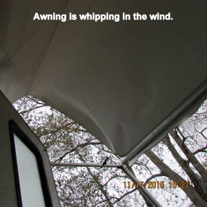 Awning is whipping in the wind