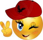 Smiley face female with baseball cap