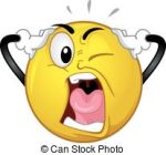 Smiley face pulling hair, screaming