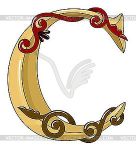 Alphabet letter C with fancy scroll
