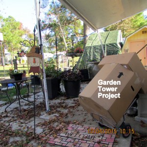 The boxes arrive and patio in the background