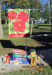 Garden flag and bird seed