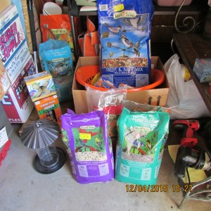 Bird seed in storage building