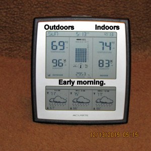 Indoor and outdoor temperature at five