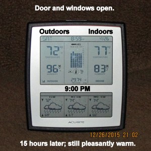 Temperature at nine PM