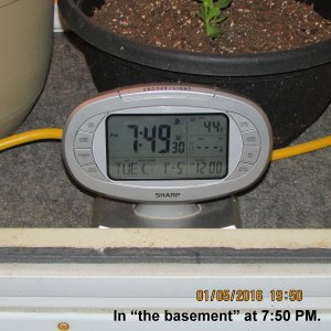 Temperature in the basement at seven-fifty PM