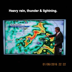 TV weather at ten-fifteen PM