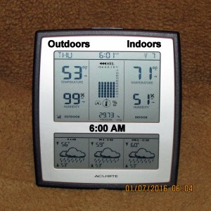 Temperature at six AM