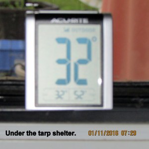 Temperature under tarp shelter