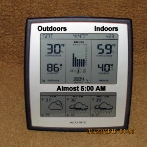 Temperature at five AM