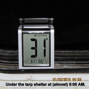 Temperature under tarp shelter