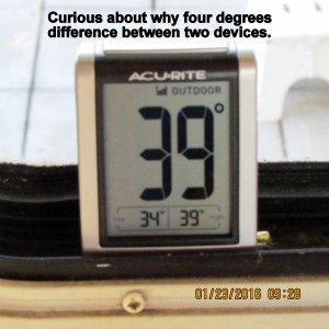 Temperature under tarp according to monitor thermometer