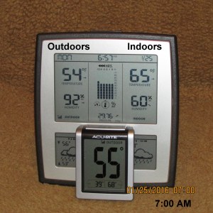 Temperature at seven AM