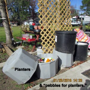 Five large planters