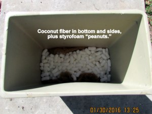 Styrofoam peanuts in the bottom