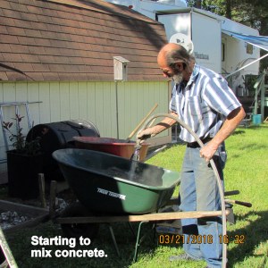 Starting to mix concrete