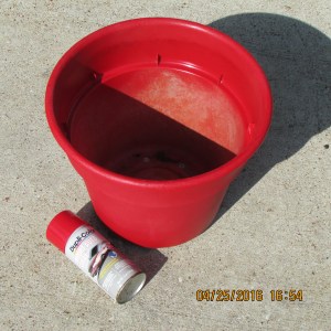 Spray painted red planter