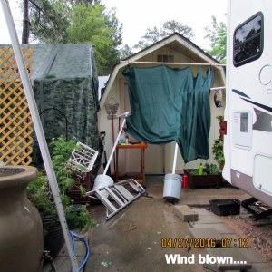 Toppled support for shade